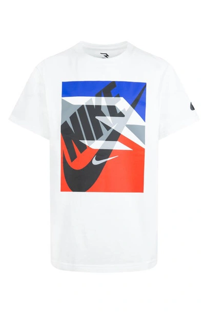 3 Brand Kids' Rwb Gradient Box Logo Graphic T-shirt In White/ Racer Blue