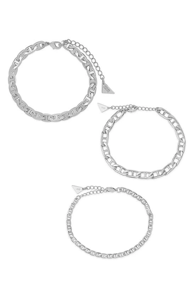 Sterling Forever Women's 3-piece Rhodium-plated Brass Anchor Chain Bracelets