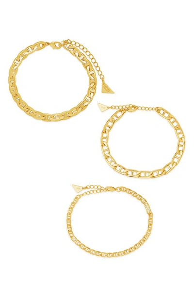 Sterling Forever Anchor Chain Link Bracelet Set In Gold-tone