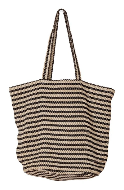 Will And Atlas Paris Stripe Jute Tote In Black/ White