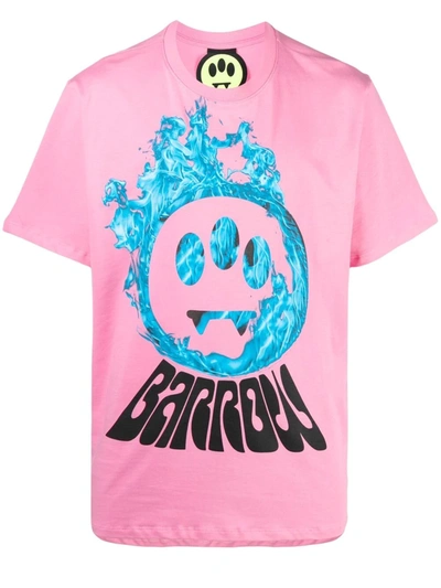 Barrow Graphic-print Cotton T-shirt In Pink