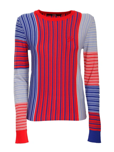 Karl Lagerfeld Colorblock Sweater In Red And Blue In Righe