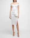 Chiara Boni La Petite Robe Off-the-shoulder Midi Dress In White