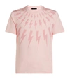 Neil Barrett Cotton Fair Isle Thunderbolt T-shirt In Pink