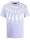 Neil Barrett Multi Thunderbolt Print Jersey T-shirt In Purple,white