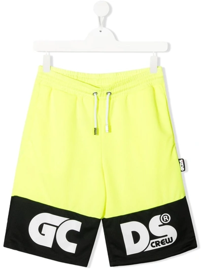 Gcds Teen Logo-print Track Shorts In Yellow