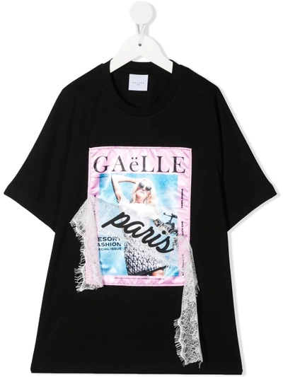 Gaelle Paris Teen Graphic-print T-shirt Dress In Black