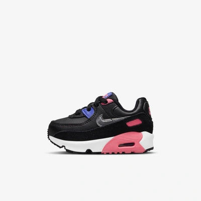 Nike Air Max 90 Baby/toddler Shoes In Black,sunset Pulse,sapphire,metallic Silver