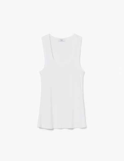 A-line Ribbed Tank Top With Square Neckline In White