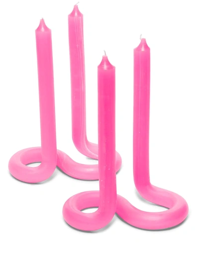 Lex Pott Set Of 2 Twist Fluo Candle Set In Pink