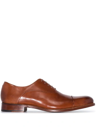 Grenson Bert Leather Oxford Shoes In Brown