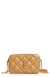 Saint Laurent Becky Diamond Quilted Leather Camera Bag In Beige