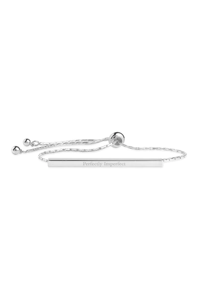 Sterling Forever Rhodium Plated Plated Inspirational Bar Slider Bracelet In Silver