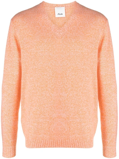 Allude V-neck Cashmere Jumper In Orange