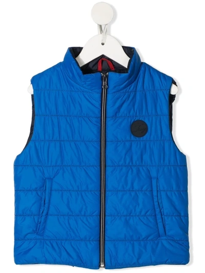 Fay Teen Padded Vest With Logo Patch In Azzuro