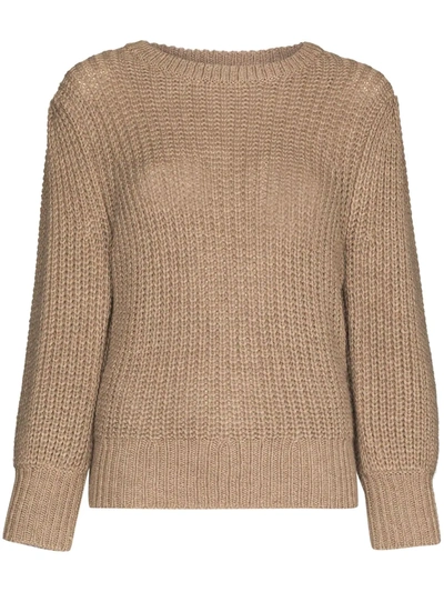 Reformation Moneta Chunky-knit Jumper In Brown
