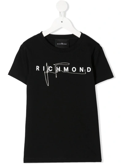 John Richmond Junior Teen Logo Print T-shirt In Black