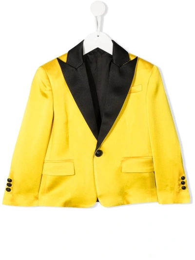 Balmain Kids' Two-tone Single-breasted Blazer In Giallo