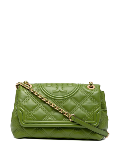 Tory Burch Fleming Convertible Quilted Shoulder Bag In Green