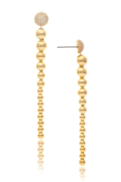 Rivka Friedman 18k Beaded Pave Cz Top Drop Earrings In 18k Gold Clad