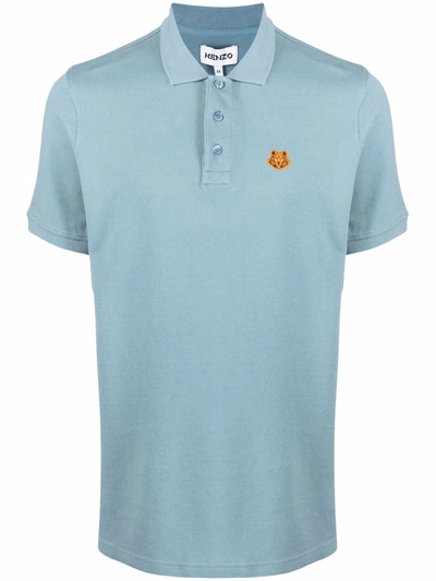 Kenzo Tiger Crest Polo Shirt In Light Blue