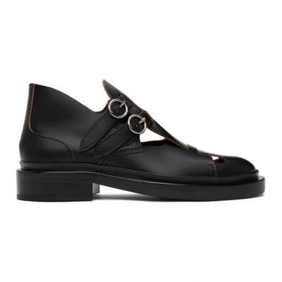 Jil Sander Black Leather Antick Loafers In 001 Black