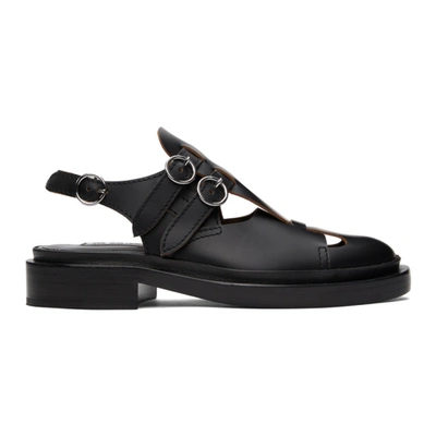 Jil Sander Black Antick Slingback Loafers In 001 Black