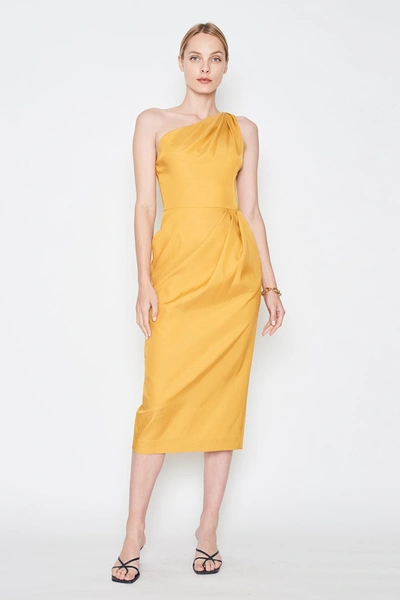 Arias New York One-shoulder Draped Dress In Gold