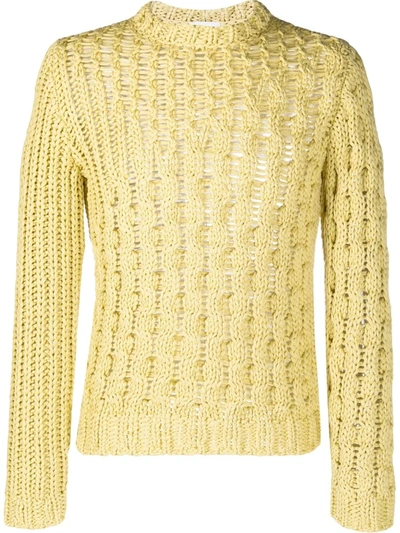 Ferragamo Maglieria Cotton-blend Knitted Jumper, Size Medium In Yellow