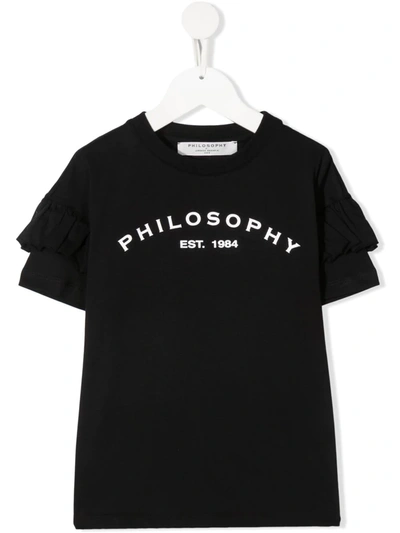 Philosophy Di Lorenzo Serafini Teen Logo-print Ruffled T-shirt In Black