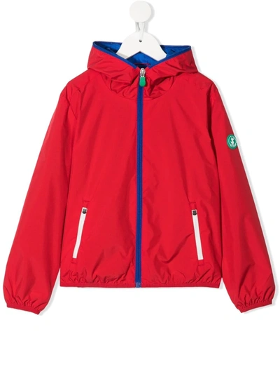 Save The Duck Teen Logo-patch Zip-up Jacket In Red