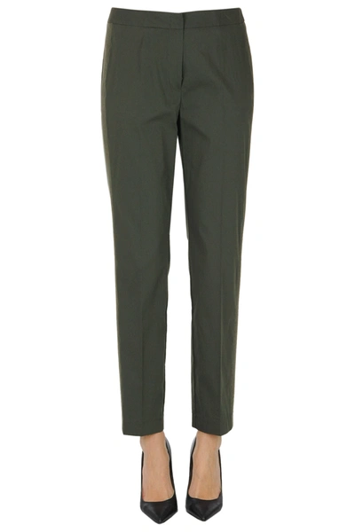 D-exterior Popeline Trousers In Olive Green