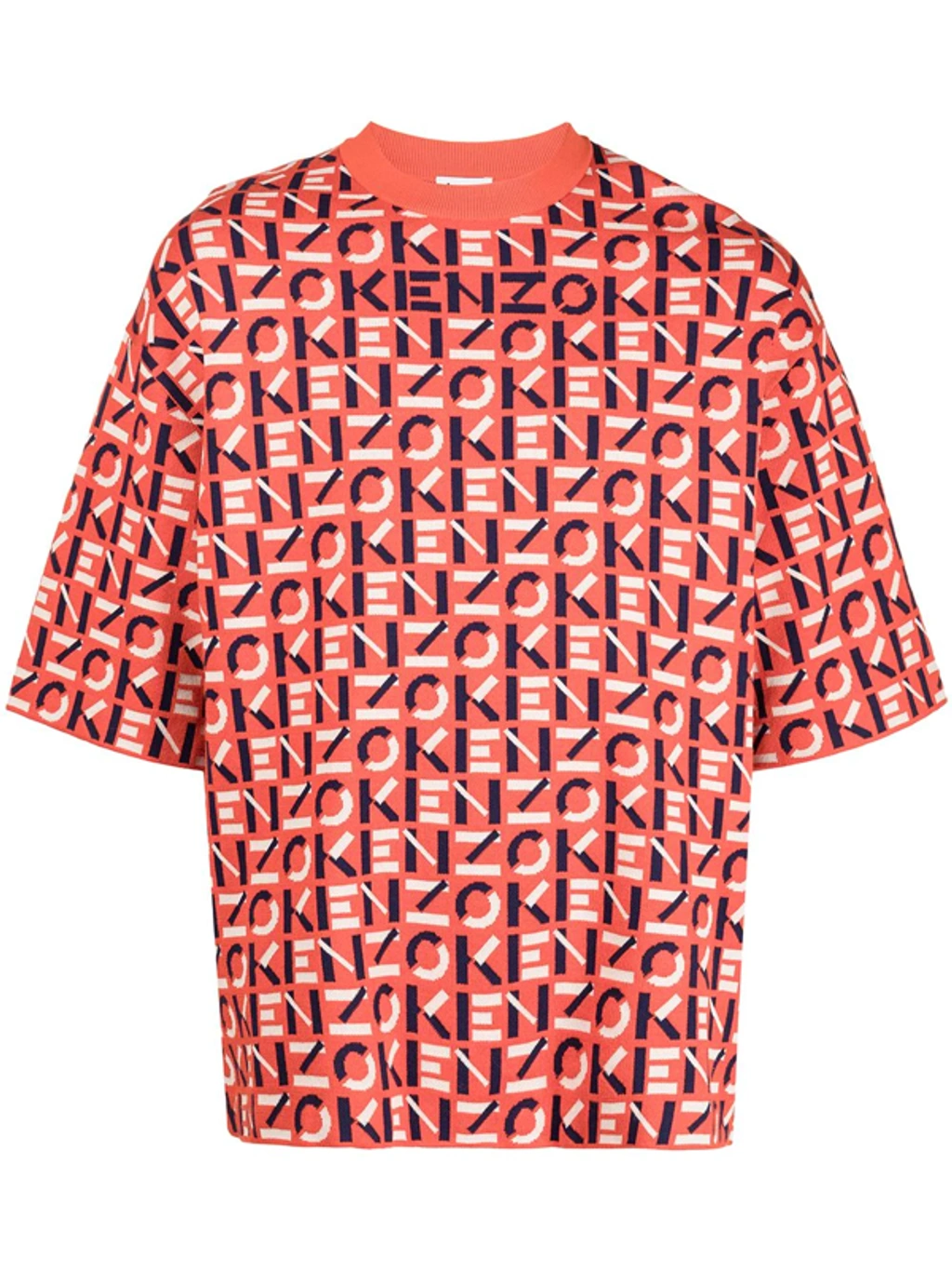 Kenzo Monogram Pattern T-shirt In Orange,blue,white | ModeSens