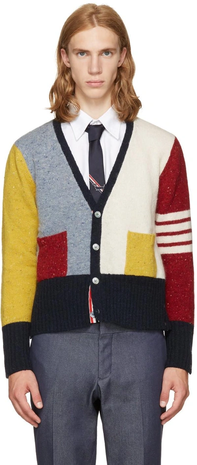 Thom Browne Multicolor Classic Four Bar Funmix V-neck Cardigan In Seasonal Multi