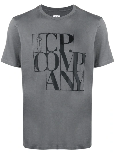C.p. Company Lettering Logo Printed T-shirt In Grey