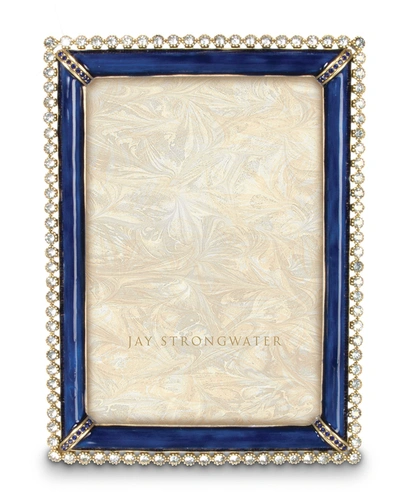 Jay Strongwater Lorraine Enamel & Stone Edge 4" X 6" Picture Frame In Indigo