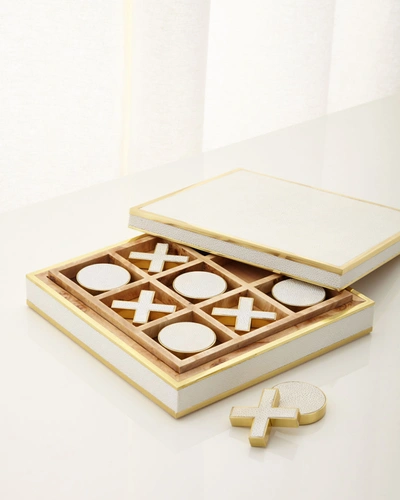 Aerin Cream Faux-shagreen Tic Tac Toe