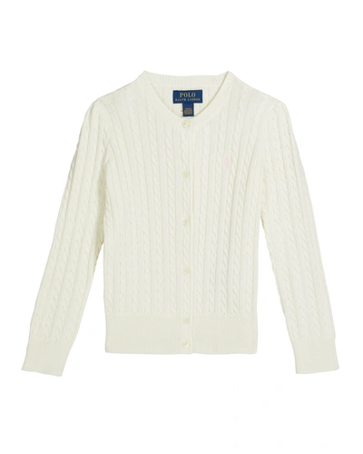 Ralph Lauren Kids' Girl's Cable-knit Cotton Cardigan In Warm White