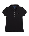 Ralph Lauren Kids' Girl's Logo Embroidered Short-sleeve Polo Shirt In Polo Black