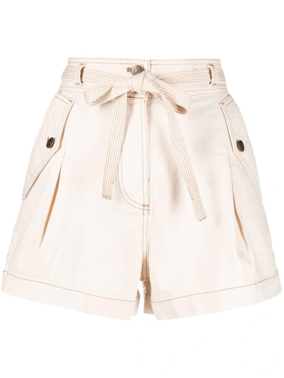 Ulla Johnson Alec High Waist Pleated Shorts In Blanc