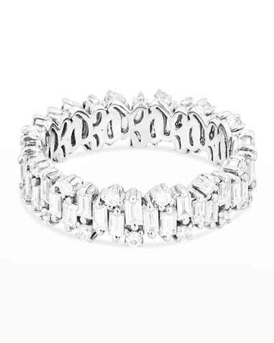 Suzanne Kalan 18k Diamond Shimmer Collection Eternity Ring In White/gold