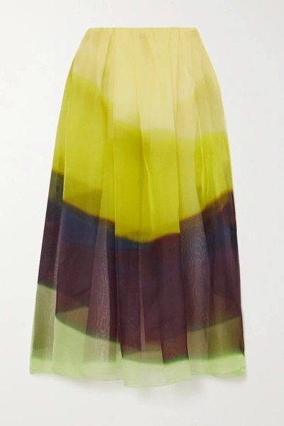 Dries Van Noten Sakura Printed Silk-organza Midi Skirt In Multicoloured