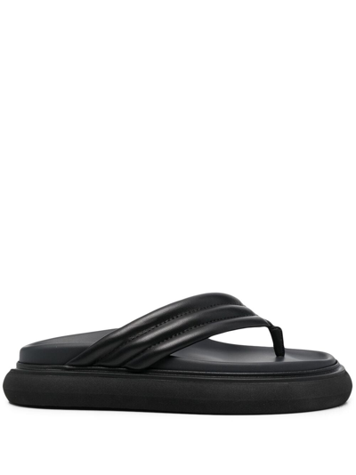 Attico Chunky-sole Leather Flip Flops In Black