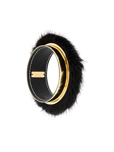 Marni Fur-trimmed Bangle In Gold