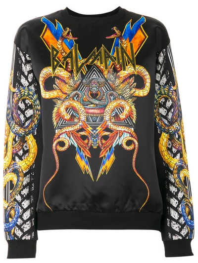 Balmain Heavy Metal Print Sweatshirt, White, Fr 40 In Multi