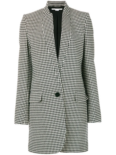 Stella Mccartney Dogtooth Single Breasted Coat In Black White