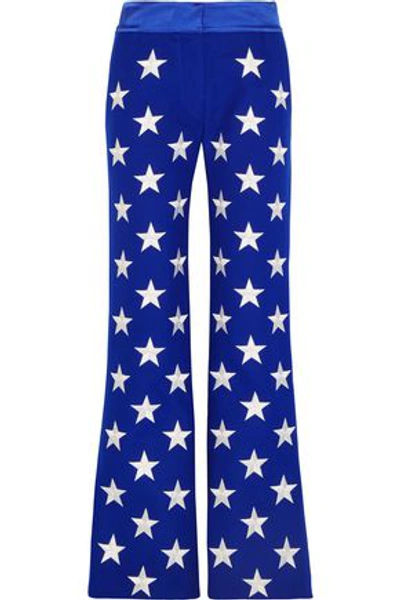 Gareth Pugh Woman Embroidered Wool-blend Flared Pants Royal Blue
