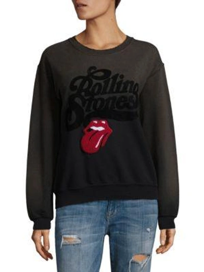 Madeworn Rolling Stones Graphic Sweatshirt In Dirty Black
