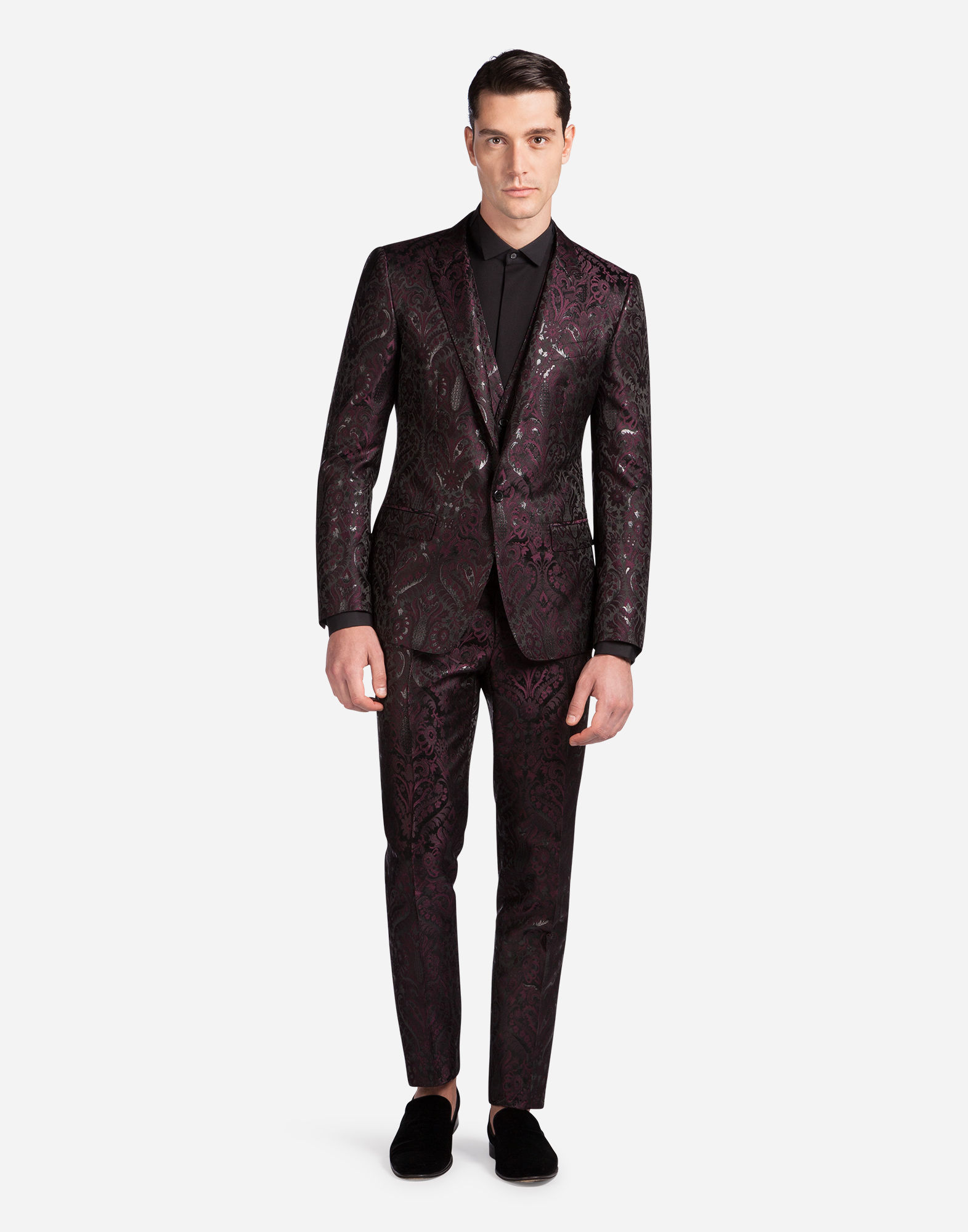 Dolce & Gabbana Three-piece Jacquard Suit In Purple | ModeSens