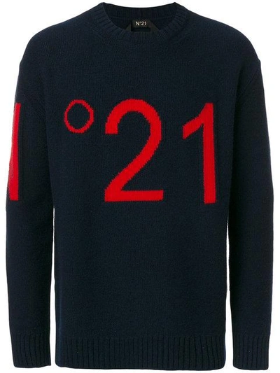 N°21 Logo Intarsi Sweater In Blue